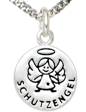 Schmuck Klein Kinderkette mit Anhänger Schutzengel Ø 12 mm, Veneziakette 925/- Sterling Silber 1,0 mm, Länge ca...