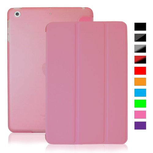 Khomo iPad Mini 1, 2, 3 Hülle Case Rosa Transparent Gehäuse mit doppelten Schutz ultra dünn und leicht, Smart Cover - Clear Pink