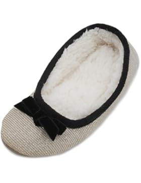 Slumberzzz Hausschuhe für Mädchen, mit Glitzer & Schleife, Ballerinas