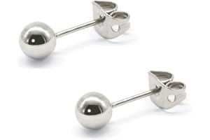 ARTSKIN Pendientes de bola de titanio G23 para mujeres hombres niñas 3 mm - 6 mm aretes hipoalergénicos oro rosa/oro/plata/negro para orejas sensibles