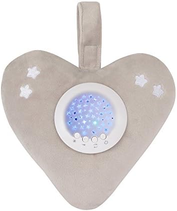 Little Chick London Twinkle Lights Bed Time Soother Plush Heart Projector - Soft Grey