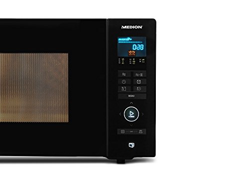 MEDION MD 16752 Inverter Mikrowelle mit Grill und Touchfeld, 25 Liter Garraum, 8 Automatikprogramme inkl. Schnellstart, Auftaufunktion (900W Mikrowelle/1000W Grill), Mikrowellengerät mit Invertertechnologie inkl. Grillrost und Drehteller, Farbe: Schwarz - 2