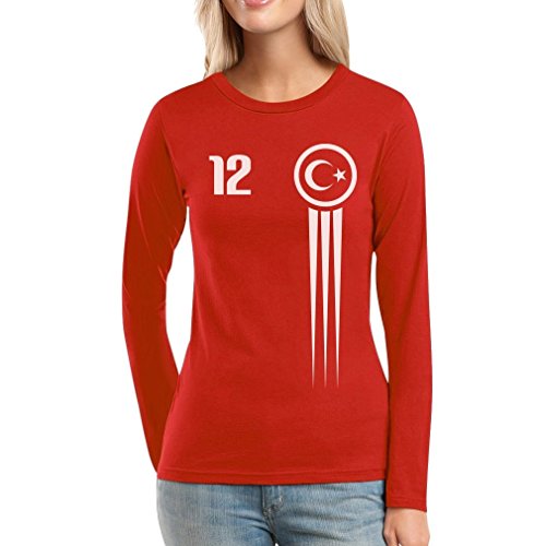 Türkei Türkiye Trikot Fanshirt Euro 2016 Fanartikel EM Frauen Langarm-T-Shirt Small Rot