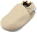 MiniFeet Premium Soft Leather Baby Shoes, Plain Beige 6-12 Months