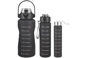 Motiverande Vattenflaska Set med Tidsmarkeringar, 2000ml/900ml/280ml, 3-pack, Flera Färger