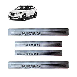 AutoPop Stainless Steel Door Sill Plate Footstep with Etching for Nissan Kicks - Set of 4pc