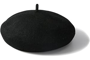 HIOQFR Beret Femme Laine Chapeau Béret Français Mode Bérets Francais Beret Basque Bonnet Chic Classique Beret Artiste Élégant Berret Fille Homme Souple Casquette Beret Vintage pour Hiver été 58CM