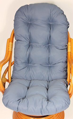 Polster für Schaukelstuhl , Ersatzpolster Schaukelstuhl / Drehsessel L 135 cm , dunkel grau/blau - 3