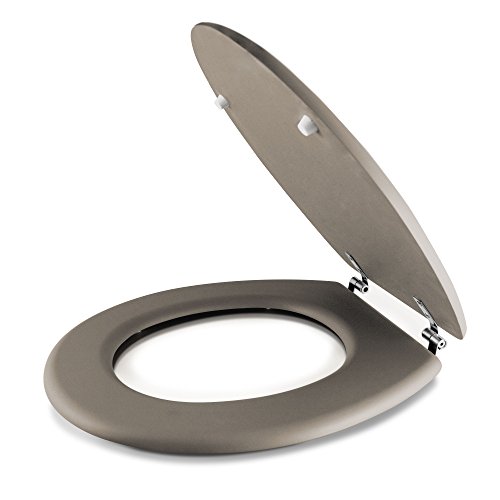 banjado – taupe Design Toilettendeckel WC Sitz Brille 36m x 5cm x 45cm mit Motiv Ecken - 7