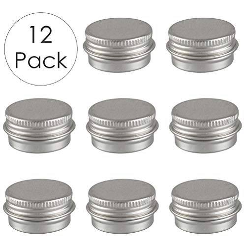 bubussv 5ML (Pack of 12) Empty Aluminum Tins Cans Jars Travel Containers-Screw Lid Round Bottle for Lip Balm Cosmetic Anti-Leakage