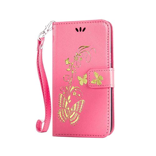 Galaxy S4 Hülle Ledertasche [mit Frei Hartglas Displayschutzfolie], KKEIKO® Schutzhülle PU Leder Tasche Hülle Case für Samsung Galaxy S4, Wickelfalz Handyhülle mit Bändselloch Standfunktion Karteneinschub und Magnetverschluss, Kratzfeste Lederhülle Flip Wallet (Pink #8) - 2