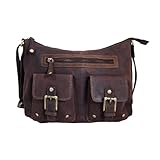 Gewicht: ca. 700g Sportliche Damenhandtasche / Lederbeutel aus geöltem Leder von Shalimar Modell: Capella, Farbe / Colour:Dark Muskat