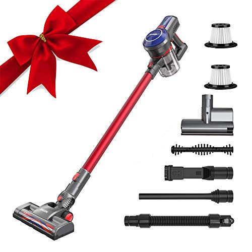 BEAUDENS Aspirador Escoba Sin Cable 16000PA, Motor Sin Escobillas, Tecnología Ciclónica Succión Potente, Autonomía de 40min MAX, 160W, 2200mAh Batería de Ion-Litio Recargable, Sin Bolsa, Doméstica