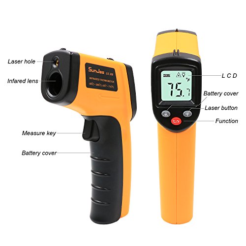SUNJAS Infrarot Laser Temperaturmessgerät -58 bis 716°F(-50 bis 380°C) Berührungslos Thermometer Digital LCD Funk (mit Batterien) - 2