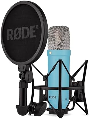 RØDE NT1 Signature Series Microfono a Condensatore a Grande Diaframma con Shock Mount, Filtro Antipop e Cavo XLR per Produzione Musicale, Registrazione Vocale, Streaming e Podcasting (Blu)