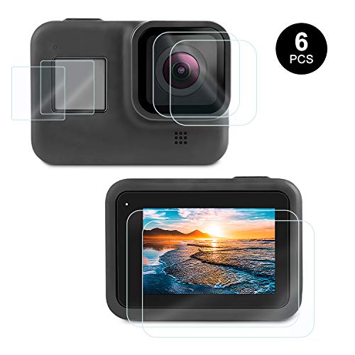Kupton Pellicola Salvaschermo per GoPro Hero 8 Nero Salvaschermo in Vetro Temperato Migliorata Pellicola per Obiettivo in Vetro Temperato con HD Protezione schermo piccolo per Go Pro Hero8 [6Pezzi]