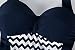 HASIDING Retro Wave Striped One Piece Swimsuit Halter Bathing Suit for Women Blue Size XL