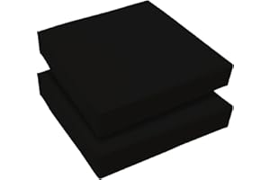 DAZZLE COLLECTION Set of 2 Outdoor Waterproof Chair Cushion Seat Pads Rattan Garden Furniture Seat Cushions For Patio, Garden, Office, Coffee Shop, Dining Room Removable Fabric Zipper Cover (Black, 45X45X10cm)