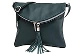 made in italy AMBRA Moda Italienische Ledertasche Schultertasche Crossover Umhängetasche Nappaleder Damen Kleine Tasche NL610 (Petrol)