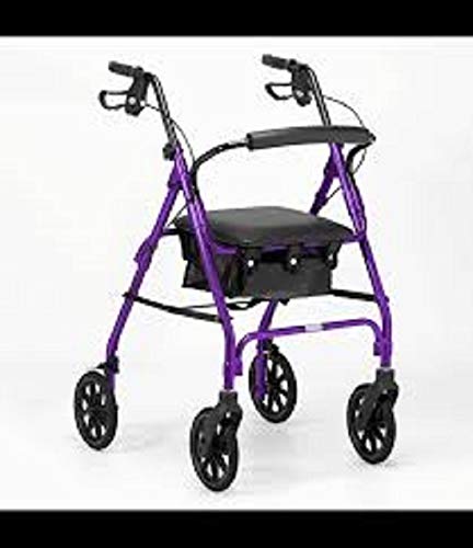 Days Lightweight Folding Four Wheel Rollator Walker with Padded Seat, Lockable Brakes, Ergonomic Handles, and Carry Bag, Limited Mobility Aid, Purple, X-Small, (Eligible for VAT relief in the UK)