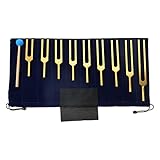 Dreld 9 Solfeggio Tuning Forks Kit, Healing Forks With Silicone Hammer And Bag For Dna Repair Healing, Sound Therapy, Perfect Healing, Musical Instrument, Balancing, Healers (golden)