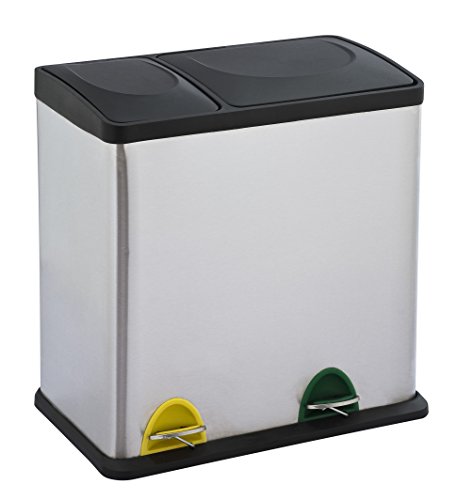 Batimex Kitchen Move 958048B AS Cubo de Basura con Compartimentos para Reciclaje, Polipropileno y Acero Inoxidable Cepillado, 48 x 27 x 49 cm