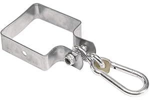 TRIBECCO Fixation pivotante avec arceau carré pour barre carrée de 90 x 90 mm, mousqueton avec roulement en nylon, vis M10 avec écrou de sécurité pour planche à bascule, balançoire pour bébé et enfant