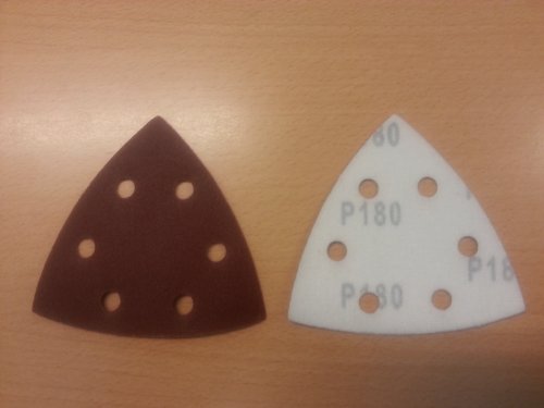 180 Stück SBS Klett-Schleifdreiecke 93x93x93 mm Körnung je 30 x 40/60/80/120/180/240 für Delta-Schleifer 6 Loch - 6