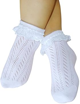Mädchen Pointelle Socken mit Spitze Naht frei offen gestrickt dünne Baumwollsocken ohne Zehennähte