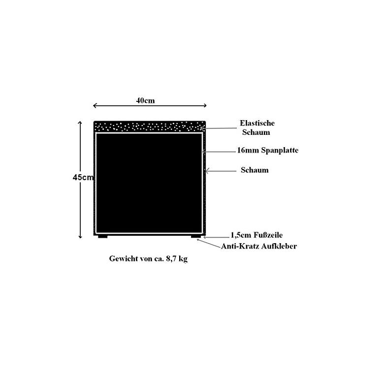 Quattro Meble Schwarz Echtleder Hocker 40x40x45cm Sitzhocker Rindsleder