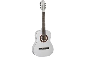 EKO GUITARS - CS-5 WHITE, Chitarra Classica Serie Studio Scala 3/4, Top in Agathis, Fasce e Fondo in Tiglio Laminato, Manico in Mogano, Tastiera in Betulla, Custodia Inclusa,Colore Bianco