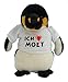 Produktbild Personalisierter Pinguin Plüsch Spielzeug mit T-shirt mit Aufschrift Ich liebe Moet (Vorname/Zuname/Spitzname)