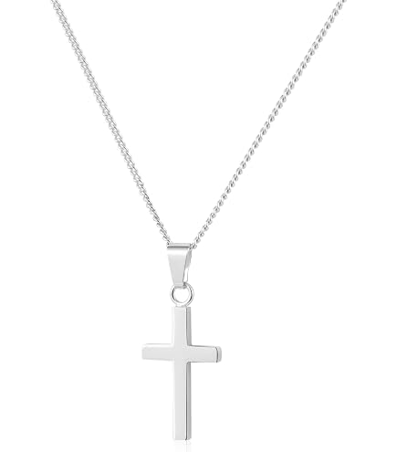 KONFEN Collana Uomo Acciaio Inox, 3mm * 24 Croce Collane a Incastro 304 Acciaio Inox, 60cm Catena a Scatola Pendente Croce Catenina Rapper, Catenella Acciaio Inossidabile Ragazzo (Argento e Nero