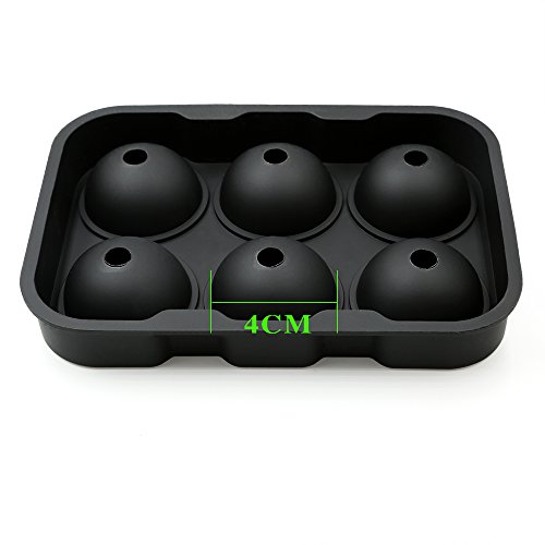 Eiswürfelform | Lunaoo Eiskugelform für 6 Eiskugeln aus Silikon | Eiswürfel Eisformen mit Silikondeckel 100% BPA frei | Hält Getränke Länger Kühl | Ideal für Whiskey, Cocktail, Getränk etc. | Perfektes Geschenk für Whiskytrinker - 5