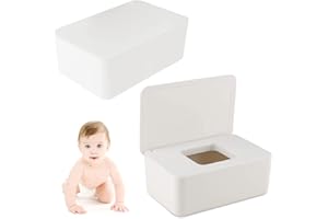 ZDQC 2 Stück Feuchttuch box,Feuchttücher Spenderbox,Toilettenpapier box mit Deckel,Serviettenbox,Baby Feuchttuchbox,Tücherbox,Serviettenbox mit Deckel (Weiß)