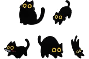 LIHONZHI 5Pcs Black Cat Enamel Pin Animal Cat Lapel Pins Set Cat Brooches Badge Cartoon Punk Black Pin Brooch for Clothing Bags Jacket Backpack Accessory DIY Jewelry Gift