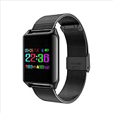 YYH Smart Sport Armband Metall Körper Sport Schlaf Herzfrequenz Blutdruck Anruf Informationsanzeige Wasserdicht Intelligente Uhr (Farbe : Bronze)