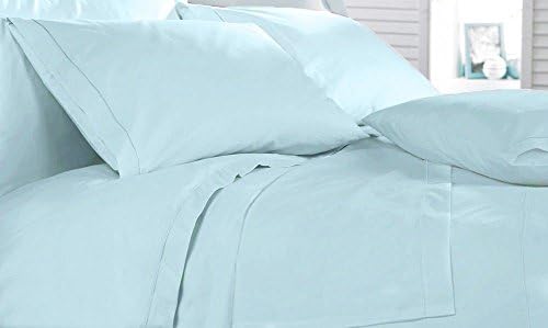 Polycotton Plain Dyed Flat BED Sheet Single Double King Super King Sizes &amp; Pillow Covers /cases (Super King, Duck Egg)