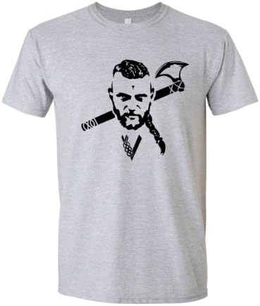 Vikings Printed T-shirt, Ragnar Lodbrok, Fan Gift Idea (XL, Grey)