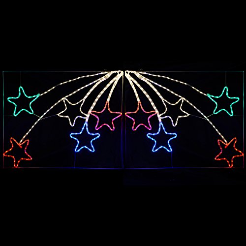 WeRChristmas Animated LED Star Burst Display with Controller Rope Light Silhouette Christmas Decoration, 220 cm - Large, Multi-Colour