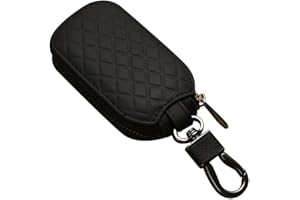 Estuches de Llaves Cuero,MoreChioce Funda para Llave de Coche Caja Dominante con Llavero de la Cremallera Bolsa para Hombres y Mujeres,9 cm x 5,5 cm,Negro