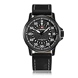 YSCCSY Männer Sportuhren Quartz Waterproof Date Leder Chronograph Analog Alarm Multifunktions Analog Digital Stoppuhr Armee Shock Resistant Casual Handgelenk Für Den Menschen,White