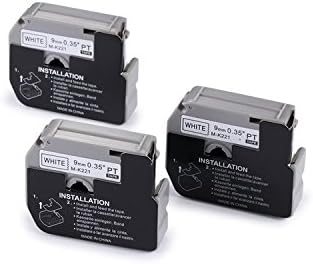 3 Roll Replacement Brother M K221 BZ Label Tape M-K221 Cassette 9mm 8m Black on White for P-Touch PT-55 PT-60 PT-65 PT-75 PT-80 PT-85 PT-90 PT-110 BB4 Mintech Label Printer