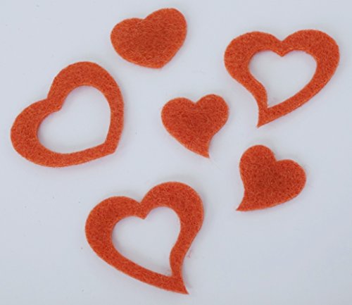 Herz, Herzen aus FILZ. Streudeko. 5 Gramm ca 50 Teile. Ca 2-3cm. In ORANGE or - 3