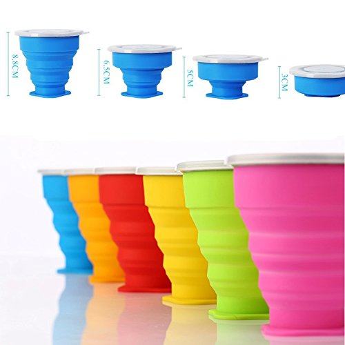 SSFW 300ML Faltbare Reise becher – 100% Food-grade Silikon Tasse für Camping Reisen und Wandern (3cups-3colours) - 3