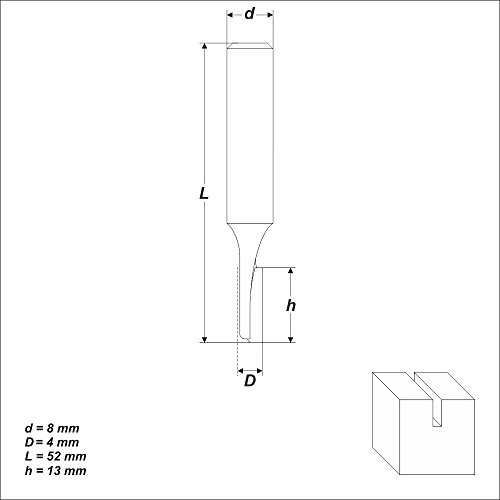 HM Nutfräser Ø 4 mm Schaft 8 mm Nutenfräser Holzfräser Fräser Nuter Freser - 4
