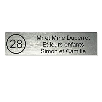 DECOHO Plaque boite aux lettres NUMERO Decayeux (100x25mm) gris argent lettres noires - 3 lignes