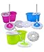 Quick Clean 360° Spin Floor Cleaning Easy Bucket PVC Mop with 2 Microfiber Heads (Multi Color) RS.560.00