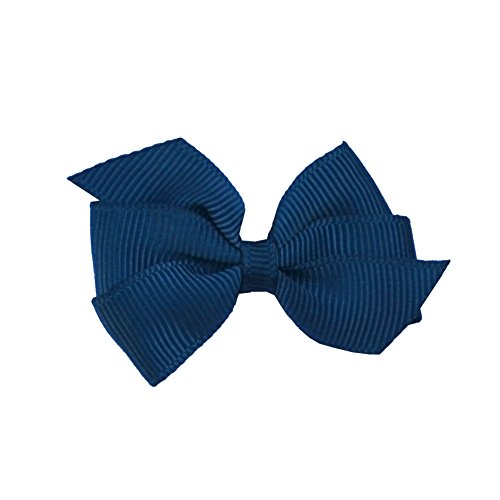 Pinwheel Bow Hair Clip - Toddler TruStay Clip - Best NO Slip Barrette For Fine Hair (TA8-Navy)
