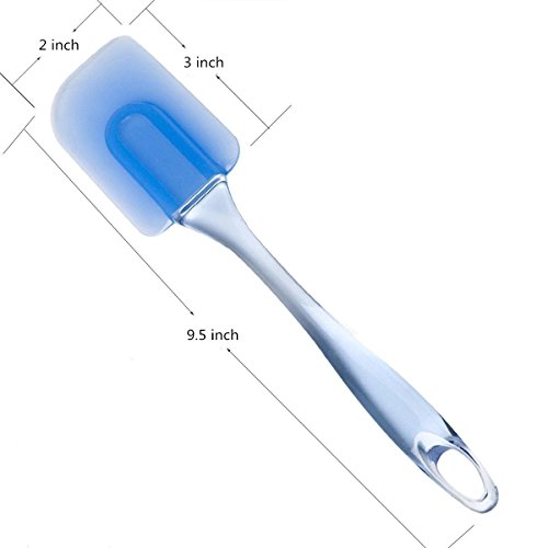 Itian 3 Stück Silikon Spatel, Haltbar, Weich und Hitzebeständig, Küche Gadget und Backwerkzeuge (Blau) - 4